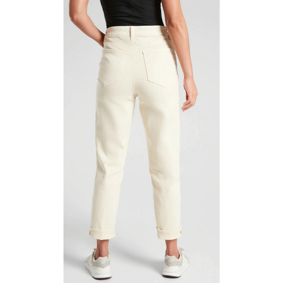 Athleta Sculpek Flex Straight Leg Ankle Jean High Rise Bone Yellow Cream Size 4 - Picture 11 of 15